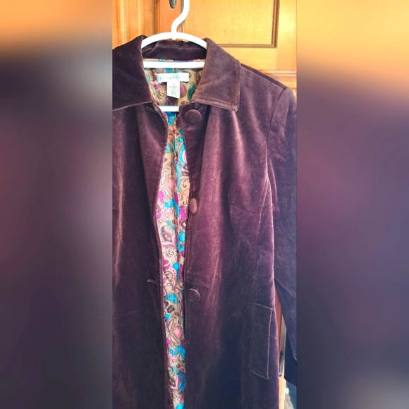 Ladies VTG Trench Crushed Velvet Blazar By Pursuits LTD. FULLY LINED SIZE 10 - Picture 1 of 14